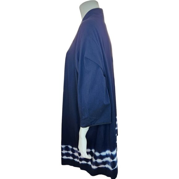 Woman Within Long Sleeve Open‎ Faced Cardigan Size 2X Navy White Tye-Dye Bottom - Picture 4 of 9
